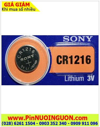 Pin Sony CR1216 Lithium 3V; Pin 3v lithium Sony CR1216 (12mmx1.6mm) chính hãng, Xuất xứ Indonesia 