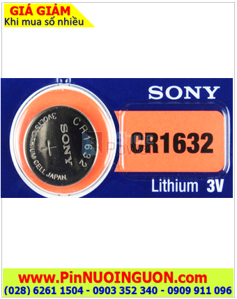 Pin CR1632 _Pin Sony CR1632; Pin 3v lithium Sony CR1632 chính hãng _Made in Indonesia