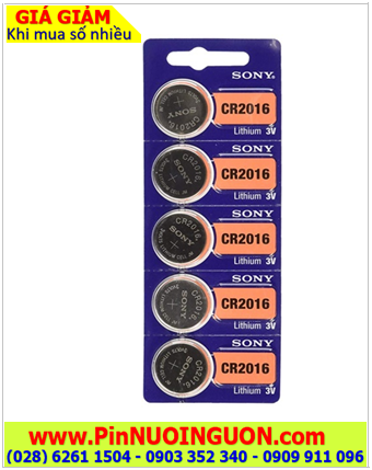 COMBO 1vỉ 5viên Pin CR2016 _Pin Sony CR2016 lithium 3v _Made in Indonesia _Giá chỉ 56.000vnd/ Vỉ 5viên
