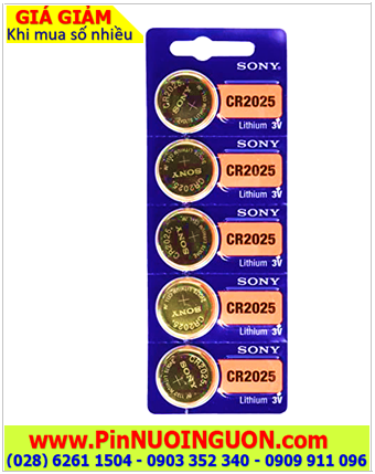 COMBO 1vỉ 5viên Pin CR2025 _Pin Sony CR2025 3v lithium _Made in Indonesia _Giá chỉ 59.000vnd/ Vỉ 5viên