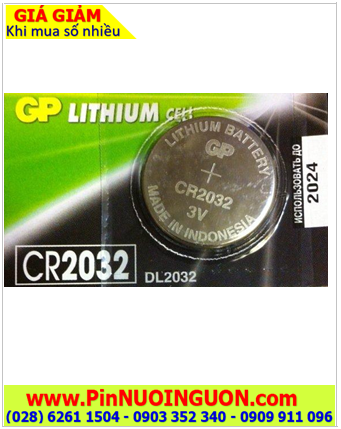 Pin GP CR2032 _Pin CR2032; Pin đồng xu 3v lithium GP CR2032, DL2032, ECR2032 chính hãng 