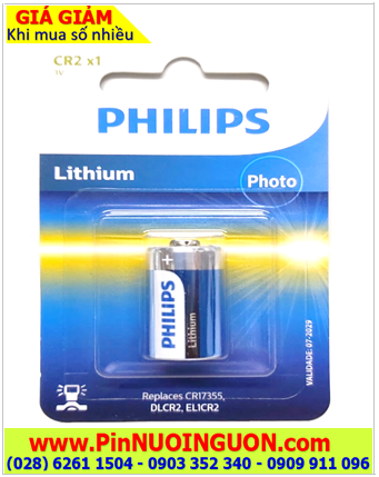 Pin CR2 _Pin CR15H270; Pin 3v lithium Philips DLCR2 chính hãng _Vỉ 1viên