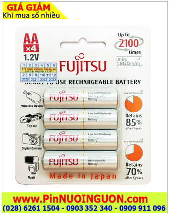 Pin Fujitsu HR-3UTCEX(4B); Pin sạc AA 1.2v Fujitsu HR-3UTCEX AA1900mAh _Made in Japan _Vỉ 4viên| CÒN HÀNG