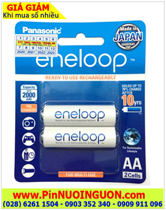 Pin đèn Flash máy chụp ảnh Panasonic Eneloop BK-3MCCE/2BT; Pin sạc AA2000mAh 1.2v Panasonic Eneloop BK-3MCCE/2BT Japan_Vỉ 2viên