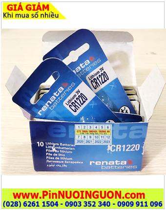 COMBO 01hộp = 10vỉ Pin Renata CR1220 Lithium 3V chính hãng _Giá chỉ 342.000/HỘP