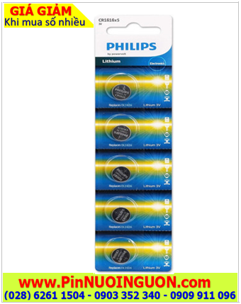 COMBO MUA 1vỉ 5viên Pin Philips CR1616 /DL1616 lithium 3v chính hãng _Giá chỉ 98.000đ/ Vỉ 5viên