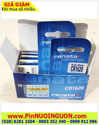 COMBO 1HỘP 10vỉ Pin Renata CR1620 lithium 3.0v (Thụy Sỹ) _Giá chỉ 369.000/Hộp