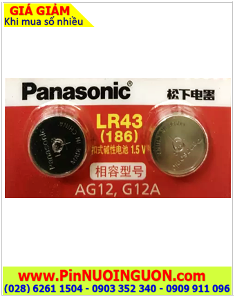Panasonic LR43 AG12 186; Pin cuc áo 1,5v Alkaline Panasonic LR43 AG12 _Pin 186 chính hãng