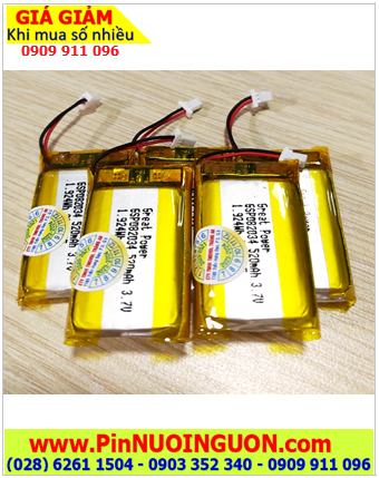 Lipo 5SP082034 _Pin sạc 3.7v 520mAh dòng xả 1C (0.8mm x 20mm x 30mm) /có sẳn mạch sạc 