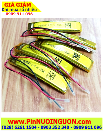 LiPo 400942, Pin sạc 3.7v LiPolymer 400942 (125mAh, 0.9mm x 4mm x 42mm), Đã gắn sẳn mạch sạc 