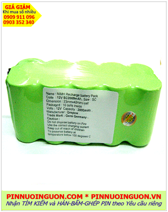 Pin sạc 12v-SC2000mAh, Pin sạc NiMh 12v-SC2000mAh, Pin sạc công nghiệp 12v-SC2000mAh