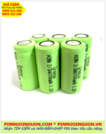 Pin sạc 1.2v 2/3AA 700mAh, Pin sạc đầu bằng NiMh 1.2v 2/3AA 700mAh, Cell pin Grepow 1.2v 2/3AA 700mAh chính hãng Grepow 