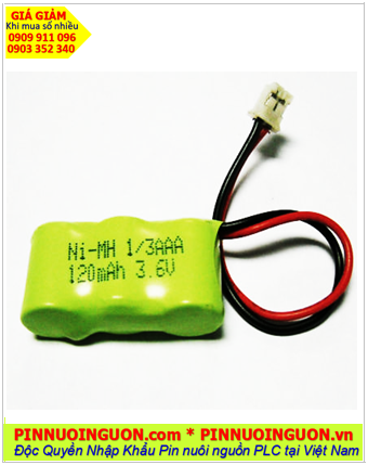 Pin sạc 3.6v-120mAh (1/3AA), Pin sạc NiMh 3.6v-120mAh-1/3AA, Pin sạc công nghiệp 3.6v-120mAh