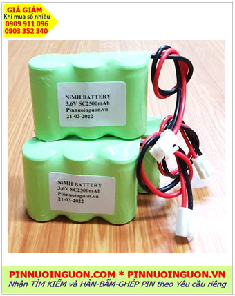 Pin sạc 3.6v-SC2500mAh, Pin sạc NiMh 3.6v-SC2500mAh, Pin sạc công nghiệp 3.6v-SC2500mAh
