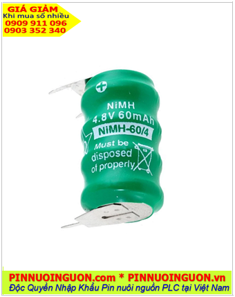 Pin sạc 4/V60H (4.8v-60mAh), Pin sạc 4.8v-60mAh, Pin sạc công nghiệp 4/V60H (4.8v-60mAh)