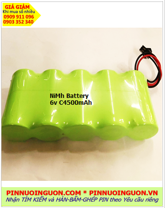 Pin sạc 6v C4500mAh; Pin sạc NiMh 6v C4500mAh; Pin sạc công nghiệp 6v C4500mAh, Pin sạc khối 6v C4500mAh 