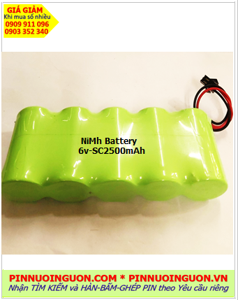Pin sạc 6v SC2500mAh; Pin sạc NiMh 6v SC2500mAh; Pin sạc công nghiệp 6v SC2500mAh, Pin sạc khối NiMh 6v SC2500mAh 