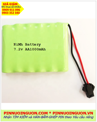 Pin sạc 7.2v AA1000mAh; Pin sạc NiMh NiCd 7.2v AA1000mAh; Pin sạc công nghiệp 7.2v AA1000mAh