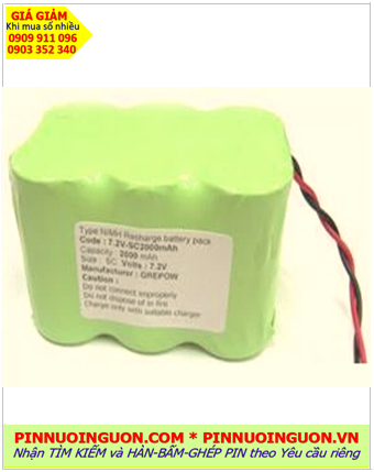 Pin sạc 7.2v C3000mAh; Pin sạc NiMh NiCd 7.2v C3000mAh; Pin sạc khối công nghiệp 7.2v C3000mAh