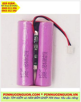 Pin sạc 7.4v-ICR18650JM-2600mAh, Pin sạc 7.4v-ICR18650JM-2600mAh, Pin Samsung 7.4V-2600mAh/Nhận ghép pin