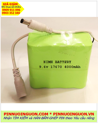 Pin sạc 9.6v 17670 4000mAh; Pin sạc NiMh 9.6v 17670 4000mAh; Pin sạc khối 9.6v 17670 4000mAh