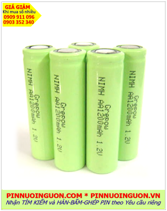 Pin sạc 1.2v AA1200mAh, Pin sạc công nghiệp đầu bằng NiMh AA1200mAh 1.2v, Cell Pin Grepow NiMh AA1200mAh 1.2v