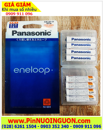 Eneloop BK-4MCC/8C, Pin sạc Panasonic Eneloop BK-4MCC/8C (AAA750mAh 1.2v) Nội địa Nhật (Vỉ 8viên)