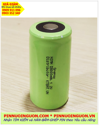 Pin sạc 1.2v D8000mAh, Pin sạc công nghiệp đầu bằng NiMh D8000mAh 1.2v, Cell pin Grepow NiMh D8000mAh 1.2v
