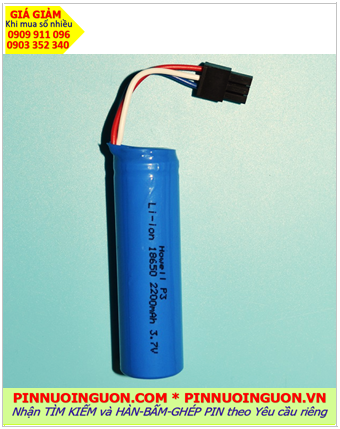 ICR18650-2200mAh-3.7v _Pin sạc Lithium ICR18650-2200mAh chính hãng (Loại có Zắc cắm)