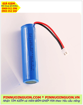 ICR18650-3500mAh-3.7v, Pin sạc Lithium ICR18650-3500mAh-3.7v (Loại có dây zắc cắm)