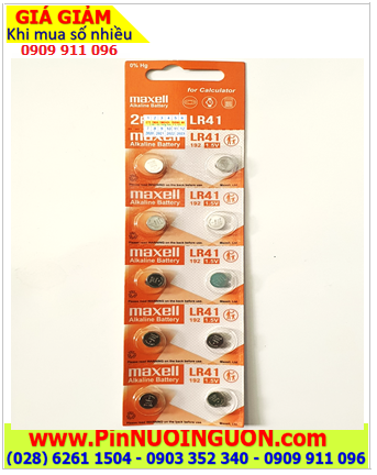 COMBO 1vỉ 10viên Maxell LR41, AG3, 192 Alkaline 1.5v _Giá chỉ 45.000đ