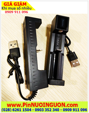 Máy sạc pin 18650 TLP-USB1U loại 01 khe sạc _cổng sạc USB (sạc được 01 pin 18650, 18500, 17500, 16340, 14500,..)
