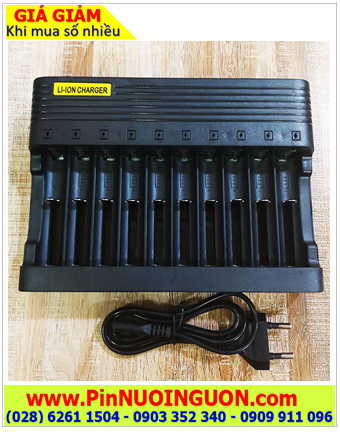 MS-10810A, Máy sạc Pin Lithium Li-ion với 10 Khe sạc (sạc 1-10 pin 18650, 18500, 16340, 14500, 10440,v,v..)