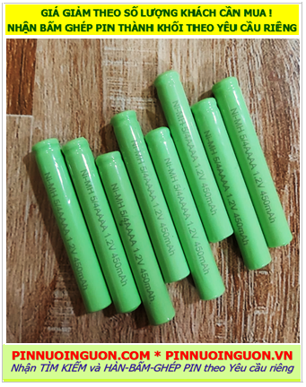 Pin sạc NiMh 5/4AAAA 450mAh, CELL pin NiMh 5/4AAAA 450mAh 1.2v, Pin sạc đầu bằng 5/4AAAA 450mAh