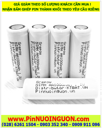 NiCd AA1000mAh 1.2v; Pin sạc công nghiệp đầu bằng NiCd AA1000mAh chính hãng 