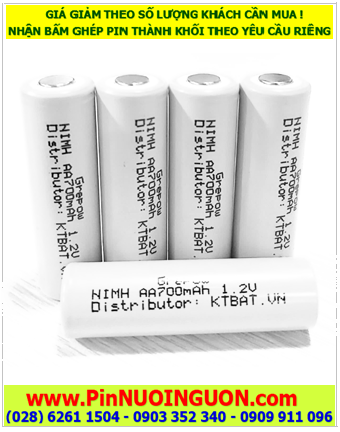 NiCd AA700mAh 1.2v; Pin sạc công nghiệp đầu bằng NiCd AA700mAh chính hãng 
