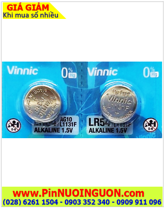 VINNIC L1131; Pin cúc áo 1.5v Alkaline VINNIC L1131F, AG10, LR1130 chính hãng 