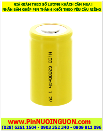 Pin sạc công nghiệp 1,2v NiCd C3000mAh - Pin cell công nghiệp đầu bằng 1,2v NiCd C3000mAh