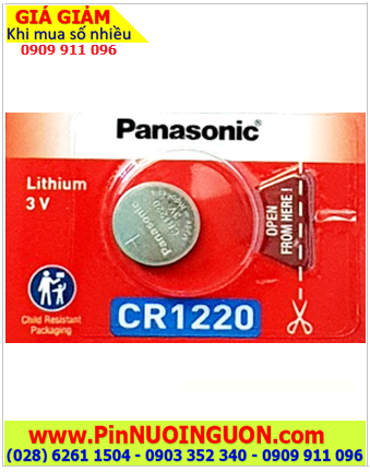 Panasonic CR1220; Pin nuôi nguồn Panasonic CR1220 lithium 3v chính hãng, Xuất xứ Indonesia 