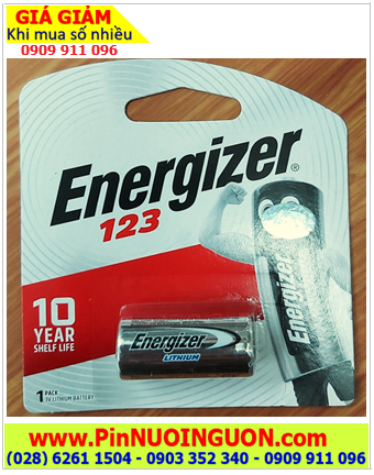 Pin CR123A, CR17345; Pin Energizer CR123A, CR17345 PhotoLithium 3v _ Vỉ 1viên
