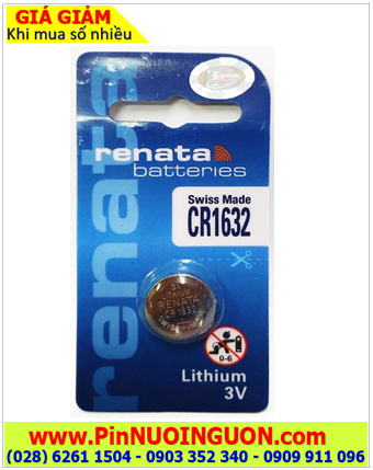 Pin CR1632 _Renata CR1632; Pin Renata CR1632 lithium 3.0v chính hãng _Made in Swiss (Loại Vỉ 1viên)