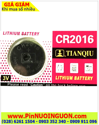 Pin CR2016 _Pin Tianqiu CR2016; Pin 3v lithium Tianqiu CR2016 chính hãng