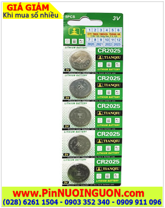 COMBO 1vỉ 5viên Pin Tianqiu CR2025 lithium 3.0v _Giá chỉ 34.000đ/ Vỉ 5viên