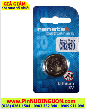 Pin CR2430, Pin Renata CR2430; Pin 3v lithium Renata CR2430 chính hãng /Loại vỉ 1viên 