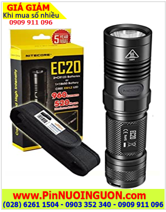 Nitecore EC20 bóng CREE XM-L2 T6; Đèn pin siêu sáng Nitecore EC20 bóng CREE XM-L2 T6 chính hãng 
