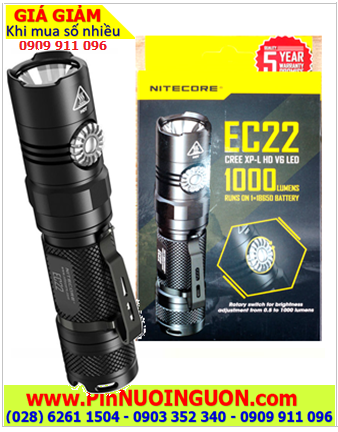 Nitecore EC22, Đèn pin siêu sáng Nitecore EC22 bóng XP-L HD V6 SMO với 1000Lumens chiếu xa 185m 