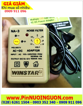 Adaptor NA-3 (Đầu ra điện áp DC 1 chiều 1.5 V, 3V, 4.5V, 6V, 9V, 12V _Đầu vào điện áp AC 110V-220V)