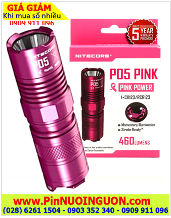 Nitecore P05 Pink, Đèn pin siêu sáng Nitecore P05 Pink bóng XM-L2 U2 với 460lumens chiếu xa 150m 