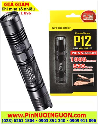Nitecore P12\\, Đèn pin siêu sáng Nitecore P12 bóng XM-L2 U2 với 1000Lumens chiếu xa 232m chính hãng