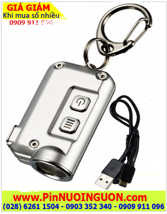 Đèn pin siêu sáng móc khóa Nitecore TINI White bóng CREE XP-G2 S3 với 380lumens chiếu xa 64m cổng sạc USB chính hãng